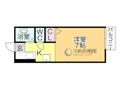 サンガーデン井上C棟(1K/1階)の間取り写真