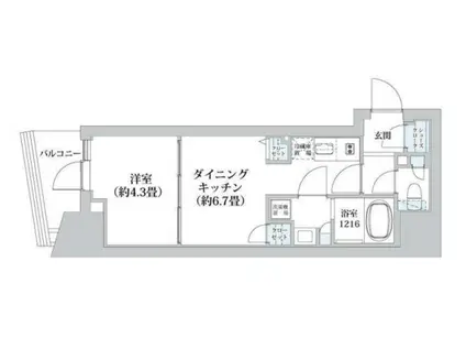 ライオンズフォーシア五反田(1DK/8階)の間取り写真
