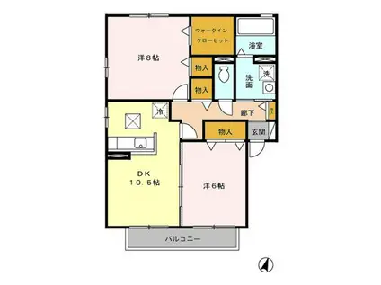 パークフラッツ(2LDK/1階)の間取り写真