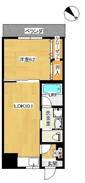 ピアコートB(1LDK/1階)の間取り写真