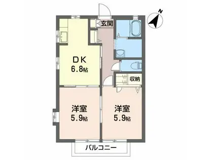 キャナルサイド本塩釜(2DK/2階)の間取り写真
