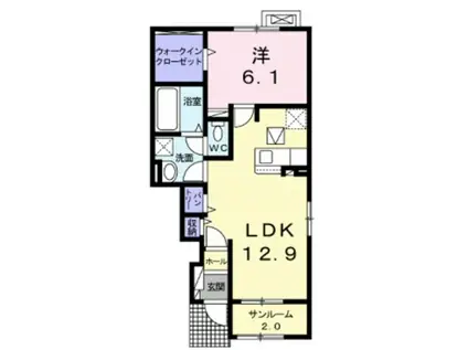 フェリーチェ上田・B(1LDK/1階)の間取り写真