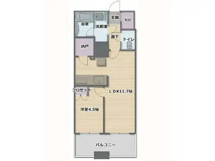 プレサンスレジェンド堺筋本町タワー(1SLDK/6階)の間取り写真