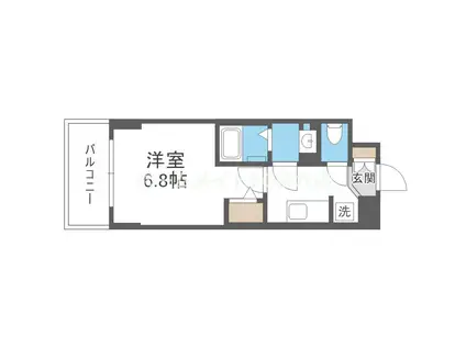 METROSA谷町六丁目サウス(1K/3階)の間取り写真