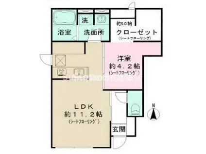 ソリード六本松ウエスト(1LDK/1階)の間取り写真