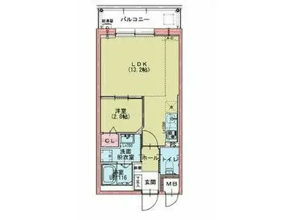 ドゥナーレ名駅西(1LDK/3階)の間取り写真