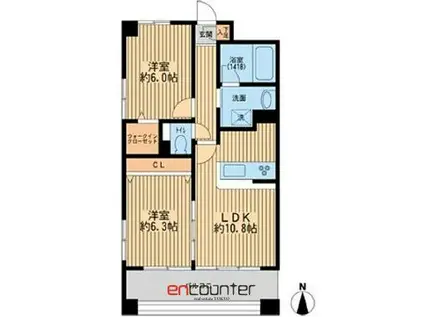 甲斐ヴィレッジ(2LDK/2階)の間取り写真