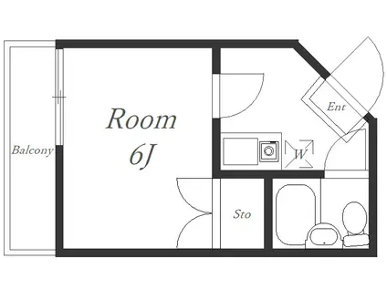 クレストヒルズ横濱三ツ沢ウエスト(1K/2階)の間取り写真