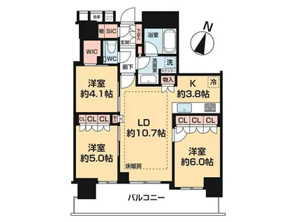 アルファグランデ千桜(3LDK/19階)の間取り写真