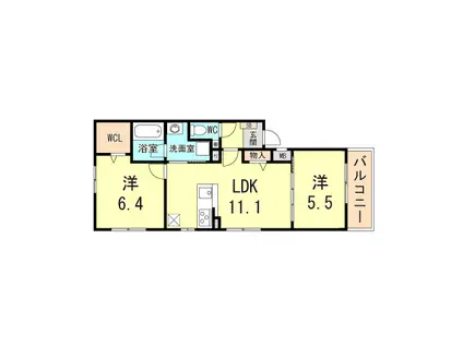 ベルウッド加島IV(2LDK/1階)の間取り写真