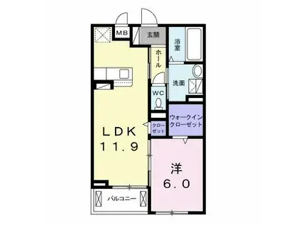 プレステージア木更津(1LDK/3階)の間取り写真