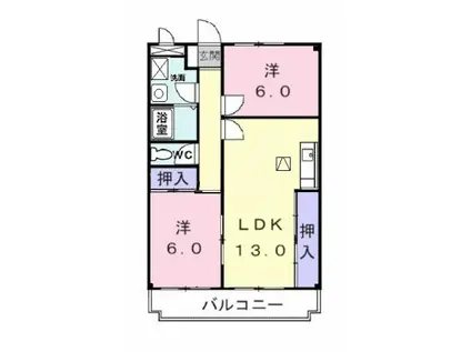 グリーンヒルズ130(2LDK/1階)の間取り写真