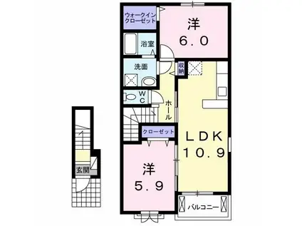 マーヴェラス G(2LDK/2階)の間取り写真