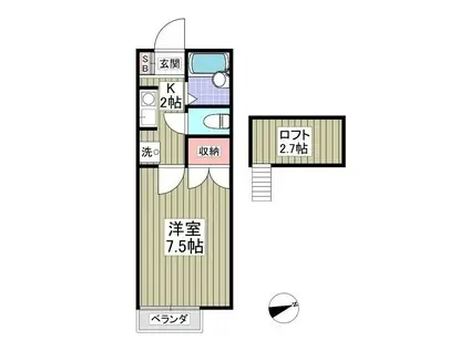 サンライズハイツ(1K/2階)の間取り写真