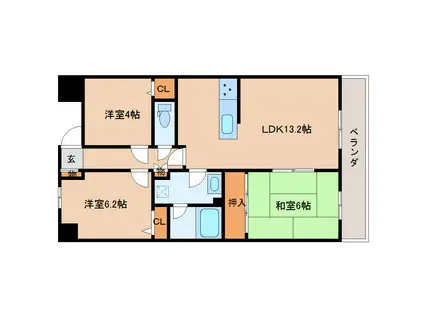 ガーデンスクエア泉(3LDK/4階)の間取り写真