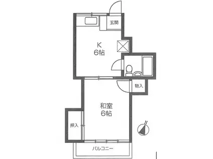 シャインヒルハイツ(1K/2階)の間取り写真