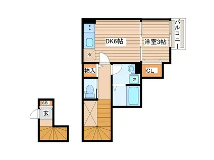 シャンテ富沢(1DK/2階)の間取り写真