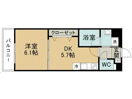 アスコット出花(1DK/3階)の間取り写真