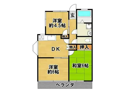グランドコーポ西田I(3DK/3階)の間取り写真