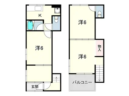 吾妻通5丁目アパート(3K/1階)の間取り写真