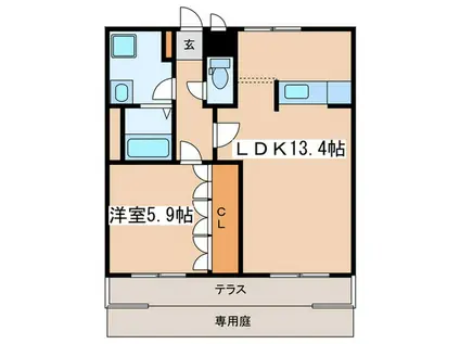 GOD VALLEY(1LDK/1階)の間取り写真