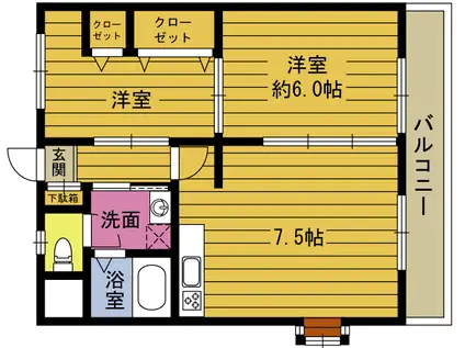 ガーデンハイツ森町(2DK/2階)の間取り写真