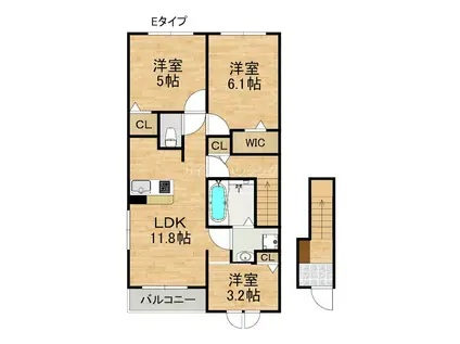 モンターニュ(3LDK/2階)の間取り写真