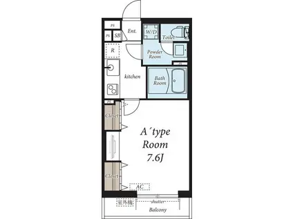 シャンバロン千人町(1K/3階)の間取り写真