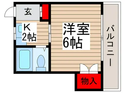 ブルーハイム(ワンルーム/2階)の間取り写真