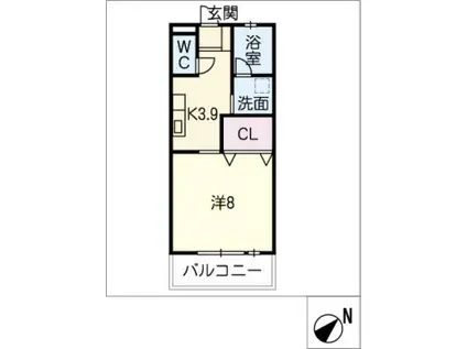 GRANDE(1K/2階)の間取り写真