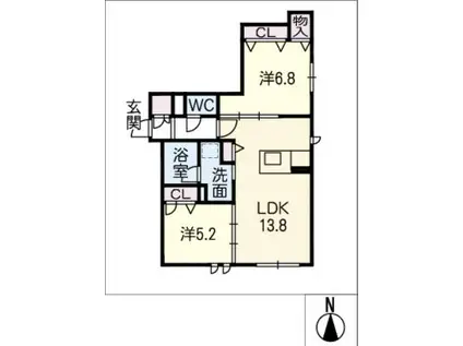 アリエッタ(2LDK/1階)の間取り写真