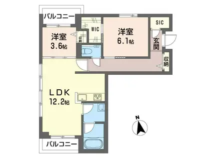グランソワM(2LDK/1階)の間取り写真