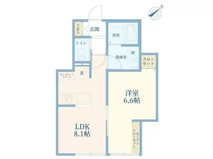 ユービ10(1LDK/2階)の間取り写真