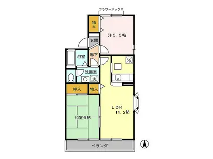 グレイスOJIMA C棟(2LDK/2階)の間取り写真