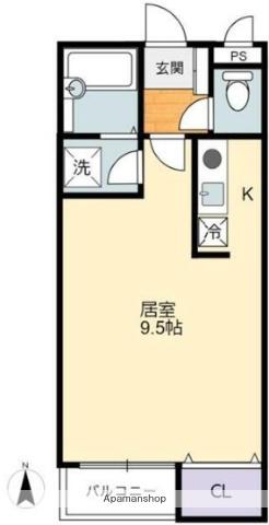 ポスト&ビーム木の家B(ワンルーム/1階)の間取り写真