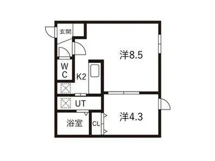 LA SERENE MISONO(1LDK/2階)の間取り写真