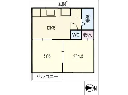 タウニィイレブン(2DK/2階)の間取り写真