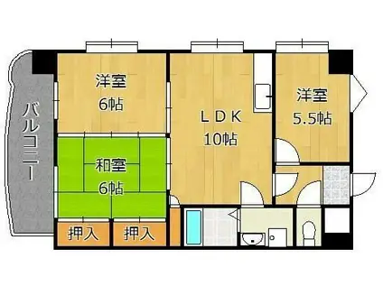 ニューエバーグリーン小倉(3LDK/5階)の間取り写真