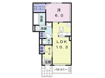 オアシス II(1LDK/1階)の間取り写真