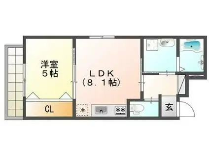 LALUCEYN(1LDK/5階)の間取り写真