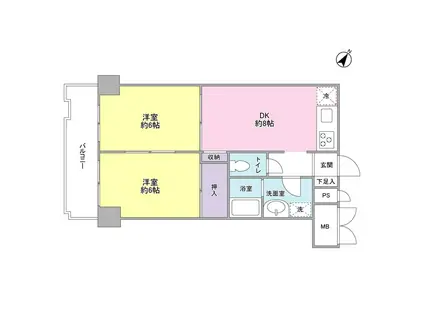 アグレ本八幡(2DK/4階)の間取り写真