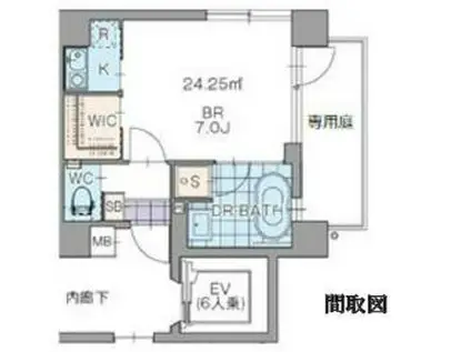 プラティーク桜新町(1K/1階)の間取り写真
