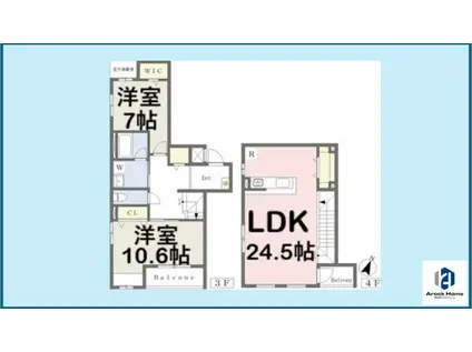 RESIDENCE DE 池下(2LDK/3階)の間取り写真