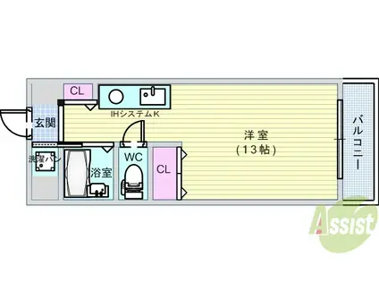 曽根コート(1K/9階)の間取り写真