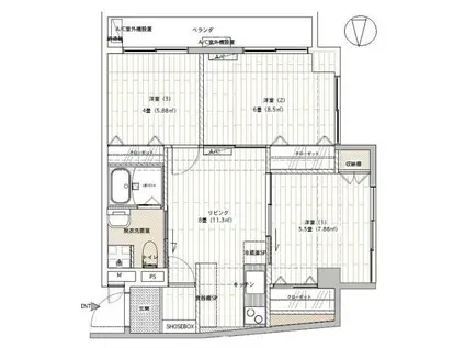 日の出マンション(3DK/3階)の間取り写真