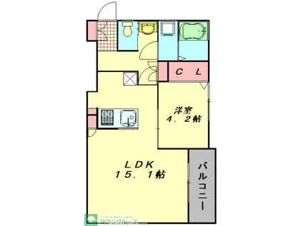 アヴェニューコート東大宮(1LDK/2階)の間取り写真