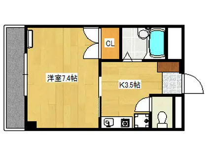 ガーデンプレイス観音(1K/2階)の間取り写真