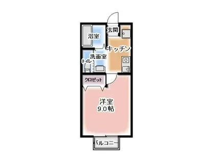 ＪＲ常磐線 内郷駅 徒歩29分 2階建 築8年(1K/1階)の間取り写真