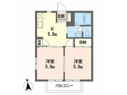 リバティ駿河台B(1LDK/1階)の間取り写真