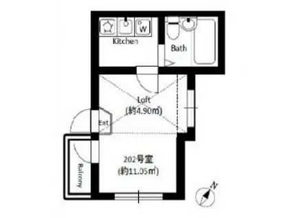 ブラン向島(1K/2階)の間取り写真